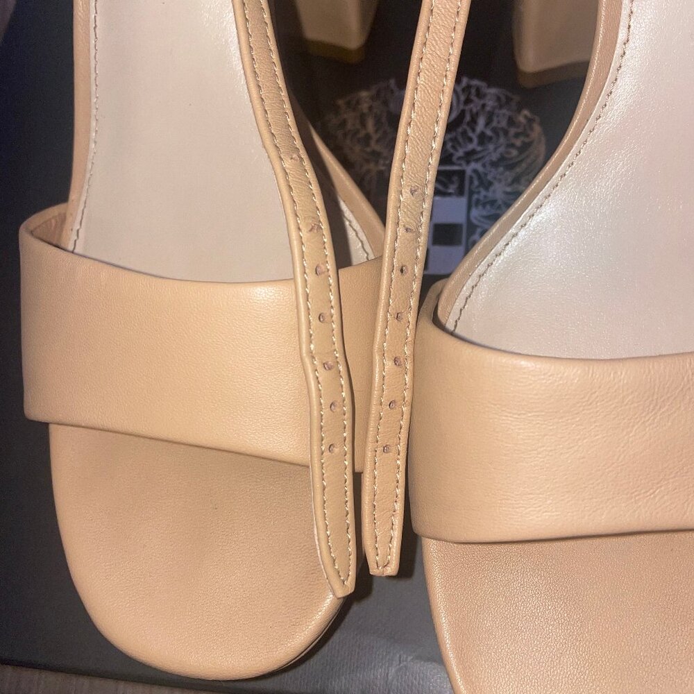 Vince Camuto Nude Tan Platform Block Heel Sandals - Picture 11 of 12